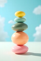 zen stones on blue sky background