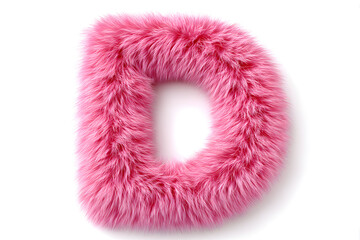 pink fur letter D on white background