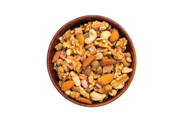 Assorted nuts, dry fruits, mix nuts, almond, cashew, pistachio, Hazelnut isolated on white background