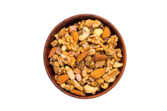 Assorted nuts, dry fruits, mix nuts, almond, cashew, pistachio, Hazelnut isolated on white background