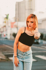 young woman in jeans