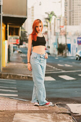 young woman walking on the street