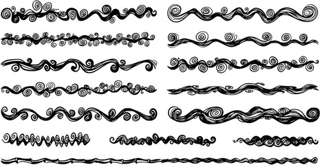 Squiggle frame, wavy border, collection of hand drawn, decorative borders, black and white frames, abstract frame designs
