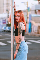 young woman in a city