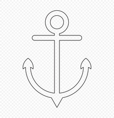 Anchor silhouette, Marine anchor silhouette, Anchor outline vector, Nautical ship symbol, Line art anchor pack