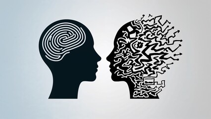 Chaotic mind illustration, chaos in thoughts concept