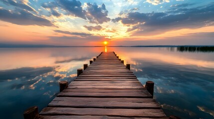Fototapeta premium Broad landscape of the peaceful Albufera lake near Valencia with reflections of sunset