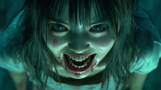 Closeup Of A Child's Bloody Face, Horror Film Stills