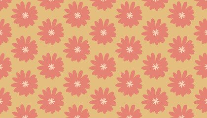 Repeating floral pattern in soft peach and tan color scheme for textile design