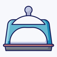 Cake stand with dome cover illustration for kitchen and bakery equipment on white background