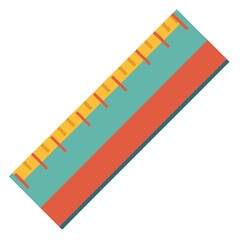 Ruler illustration colorful flat design measuring tool for school education on white background