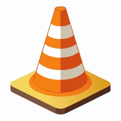 Isolated orange traffic cone safety construction sign road hazard alert design on white background