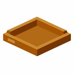 Isometric brown wooden tray illustration for product showcase and presentation on white background