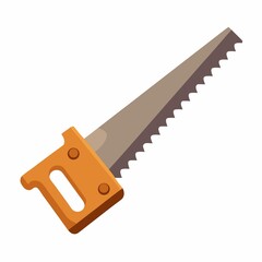 Isolated hand saw tool illustration for carpentry woodworking projects diy on white background