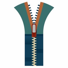 Isolated clothing zipper illustration for graphic design and fashion projects on white background