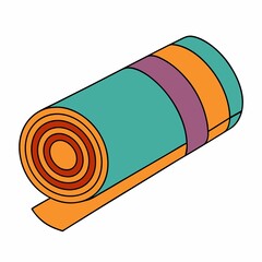 Yoga mat pilates exercise fitness gym workout rolled up colorful equipment on white background