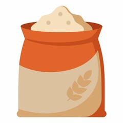 Bag of flour illustration for baking needs and homemade cooking recipes icon on white background