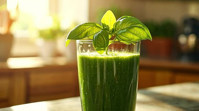 Refreshing Green Smoothie in the Sunlight