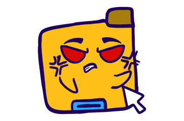 Cute Folder Icon Mascot Stickers With Angry With Red Eyes Expression