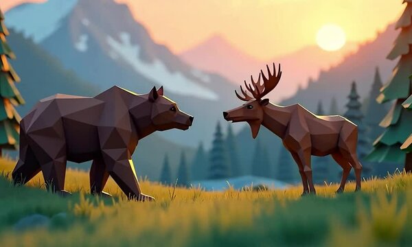 Low-Poly Canada Wildlife Scene

3D Moose and Bear in Low-Poly Style

Low-Poly Canadian Forest Animals

Canada Low-Poly Moose & Bear

Minimal 3D Moose and Bear Scene

Low-Poly Nature Canada Style

