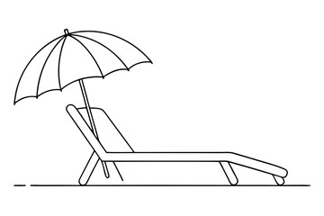 Beach Chair And Umbrella Line Art
