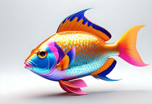 adorable cartoon style A cartoonish colorful fish