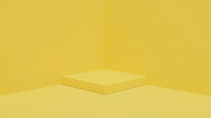 Minimalist yellow corner product display with square platform