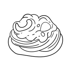 Original illustrations of cookies with jam, hand-drawn in a linear minimalist style. For posters, bakeries, cafe menus, and graphic design.