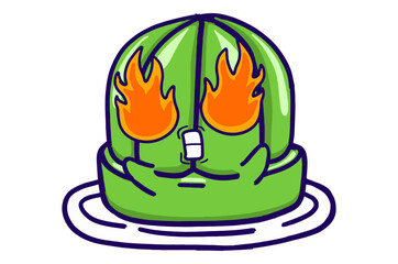 Kawaii Green Jelly On A Plate Mascot Sticker Collection With Burning Spirit with Fiery Eyes expression
