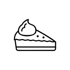 Lineart Illustration of a Slice of Layered Cake with Whipped Cream Topping Festive Holiday Dessert Sweet Treat