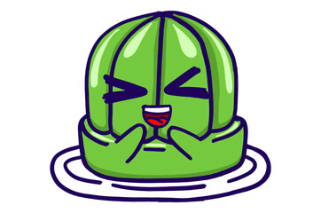Kawaii Green Jelly On A Plate Mascot Sticker Collection With Blush Expression