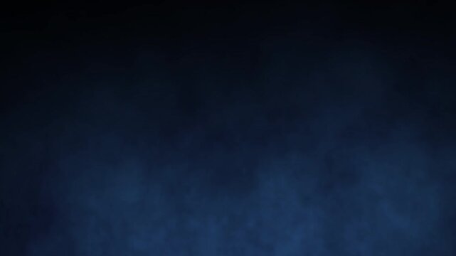 Moving blue smoke or fog on black background loop