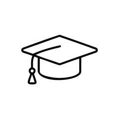 Graduation Cap Icon Black Outline Simple Line Art Design Handmade Holiday Symbol Education Achievement Success