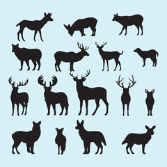 Animal Silhouettes Bundle – Wild Forest and Savannah Creatures Vector 