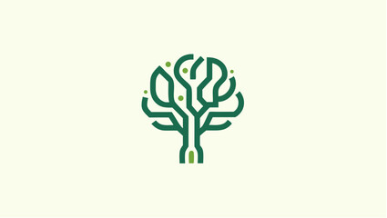 AI Brain Tree Line Art