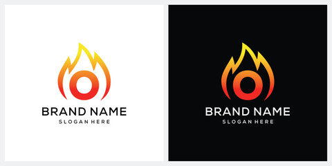 Initial letter O fire flame logo design vector template 