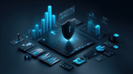 Futuristic data security dashboard
