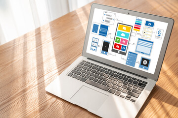 UX UI design process for modish mobile application and website . Creative prototype of wireframe...