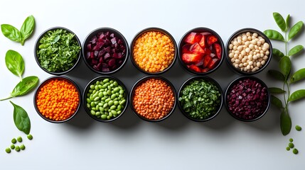Minimalist macrobiotic food flat lay