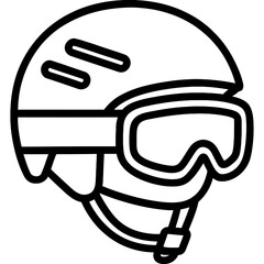 Ski helmet with goggles outline icon vector