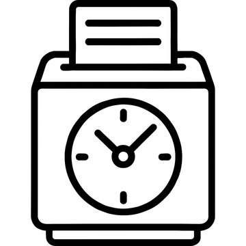 Time card punch clock outline icon vector