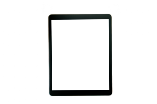 Tablet computer with blank screen isolated on transparent background