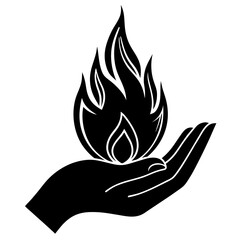 Flame in Hand Icon Vector Art Symbolic Fire and Palm Illustration for Creative Use