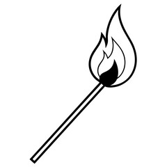 Single Match with Flame Vector Art  Minimalist Fire Symbol for Creative Projects