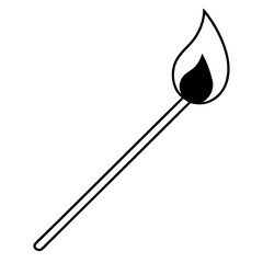 Single Match with Flame Vector Art  Minimalist Fire Symbol for Creative Projects
