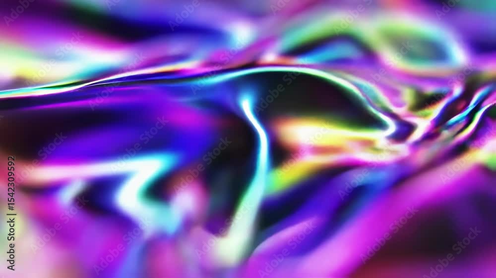 Poster Abstract holographic fluid texture loop with vibrant iridescent colors in motion, flowing pattern. Generated AI
