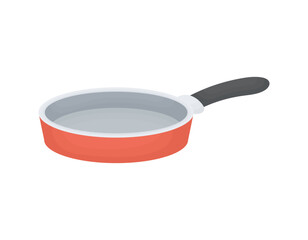 Red frying pan. Kitchenware. Cooking concept