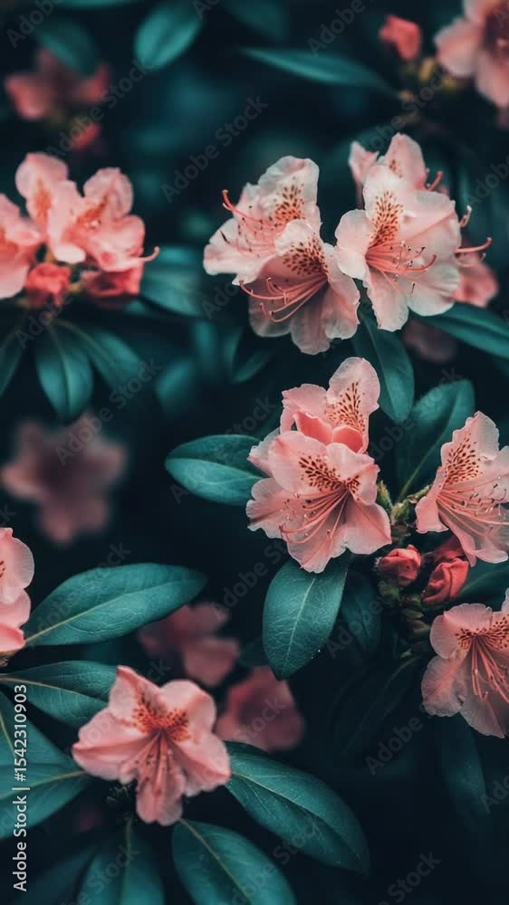 Aufkleber a bouquet of pink flowers surrounded by green leaves, perfect for adding a touch of elegance to any 