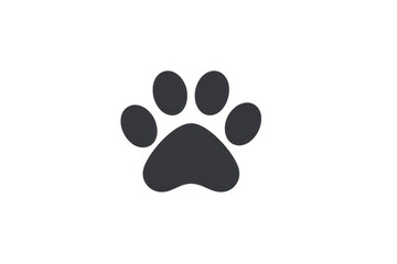 Simple black paw print icon on transparent background, symbolizing animals or pets. This minimalist design is often used in pet related graphics or logos