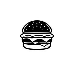 Black and White Hamburger Minimalist Icon